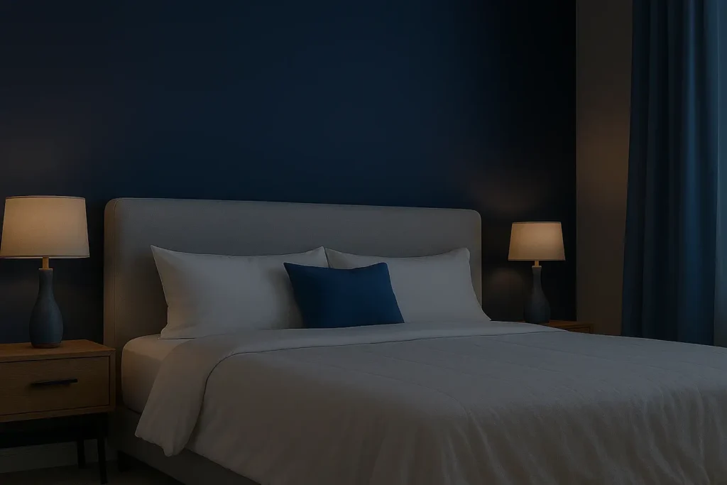 Quarto moderno com o melhor colchão King, ideal para conforto e elegância.